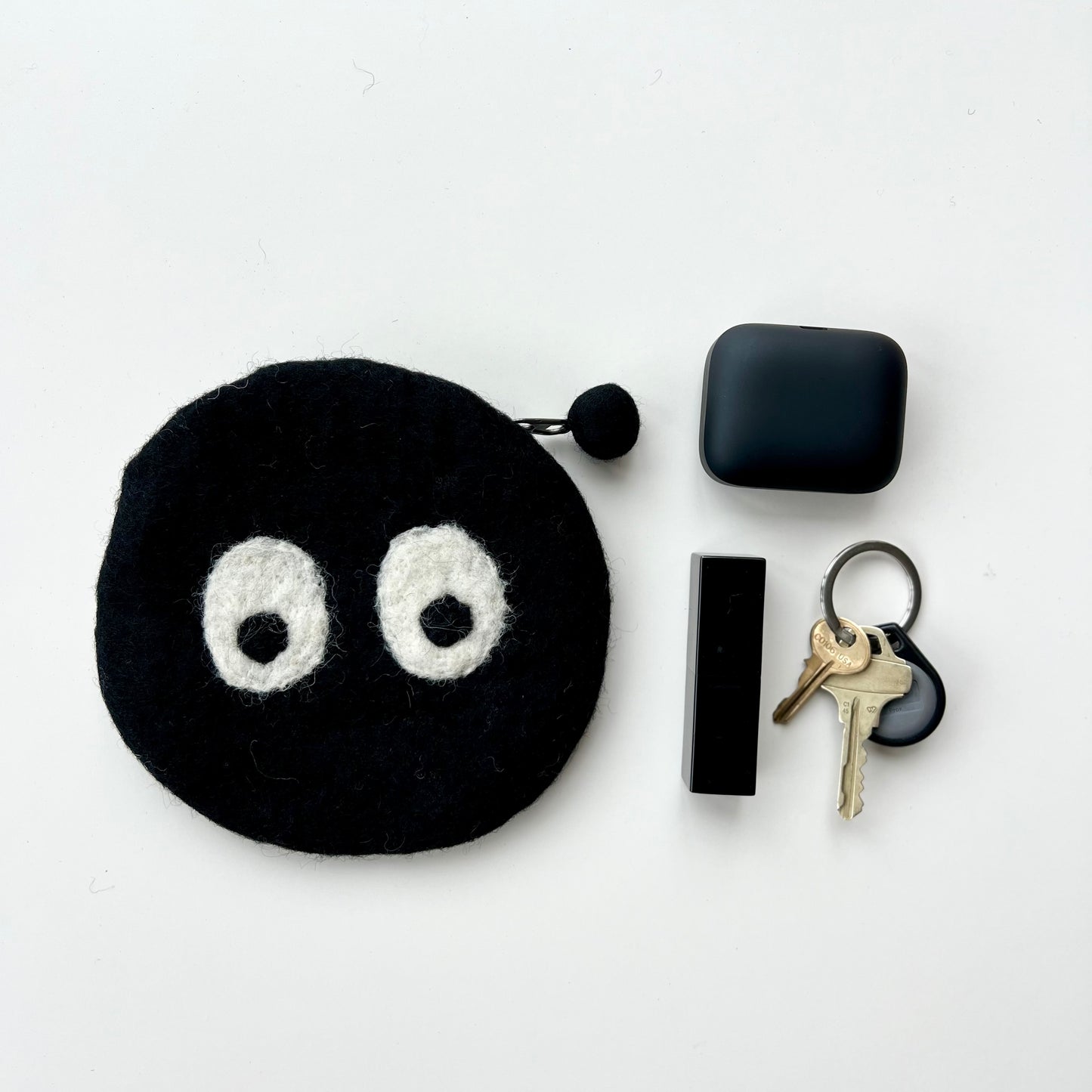 Black Eyes Wool Felt Coin Purse