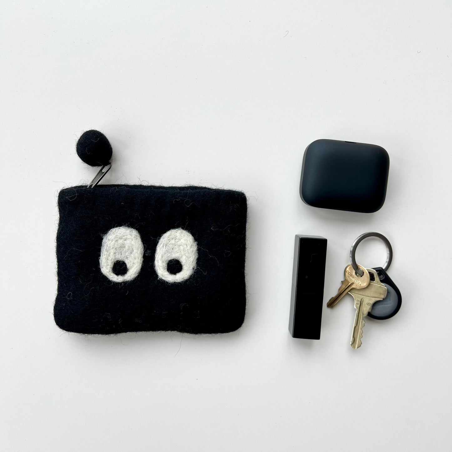 Black Eyes Wool Felt Coin Purse